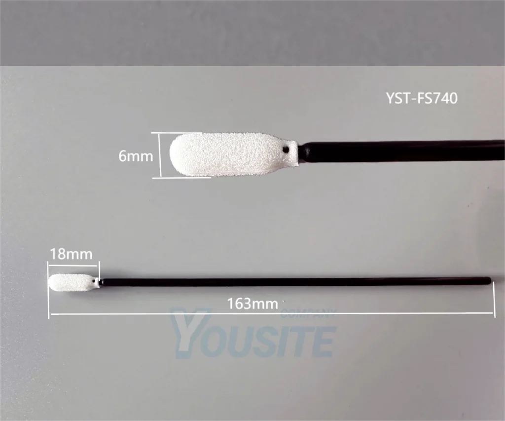 Medium Flex Paddle Foam Swab with 6.3” Long Handle - For cleaning surfaces and hard-to-reach areas Dimensional specifications chart