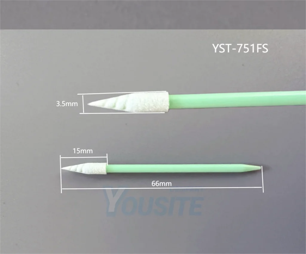 Mini Spiral&Pointed Tip foam cleaning swab Dimensional specifications chart cleanroom swabs